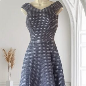 Yoana Baraschi Chic Purple Dress w/silver textured dots - Size 0